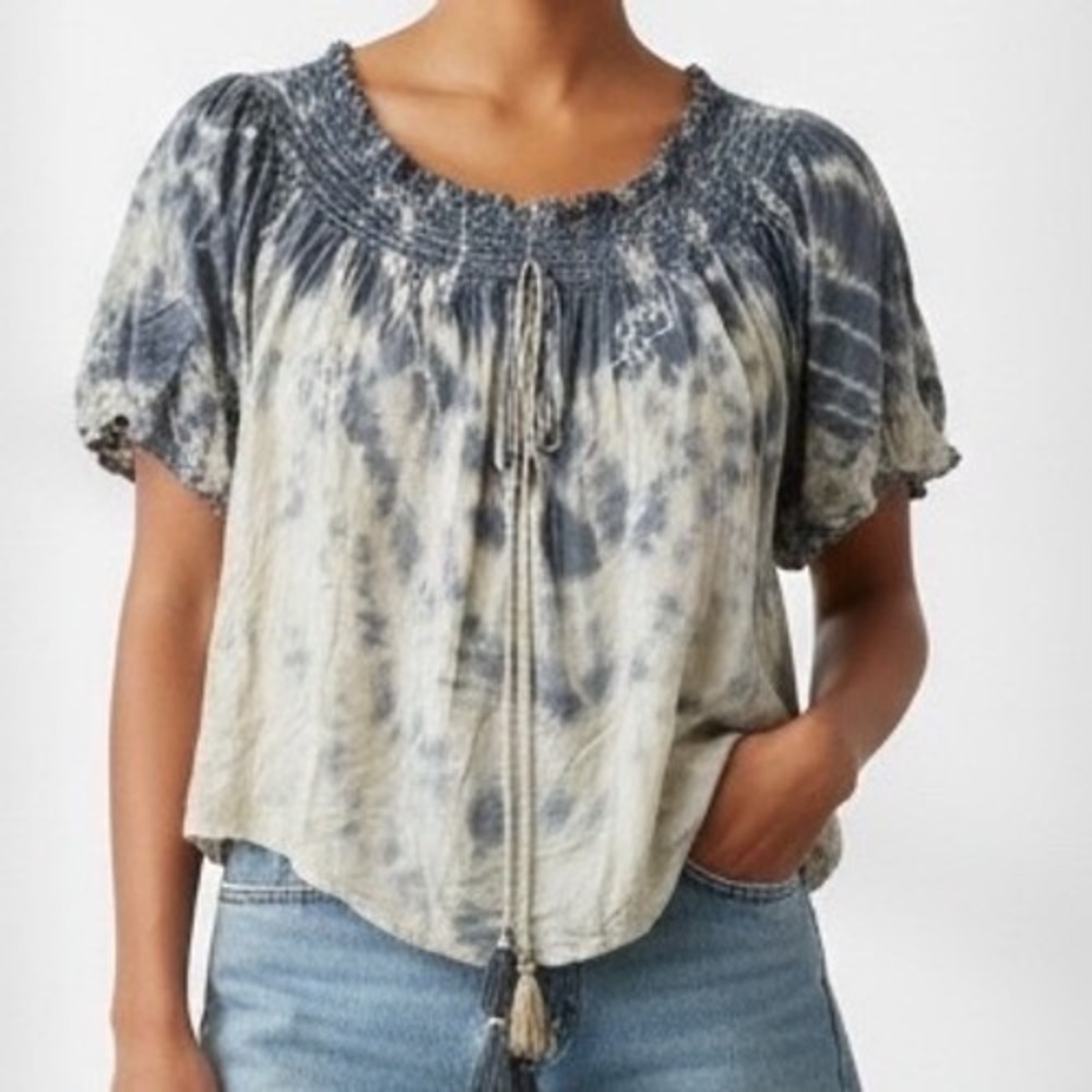 Surf Gypsy Tie Dye Smocked Tassel Off Shoulder Top Medium NEW gypsycore